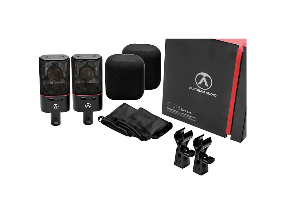 Pair of Professional Condenser Microphones Austrian Audio OC18 Live Set cardioid pattern (2 units) - black 