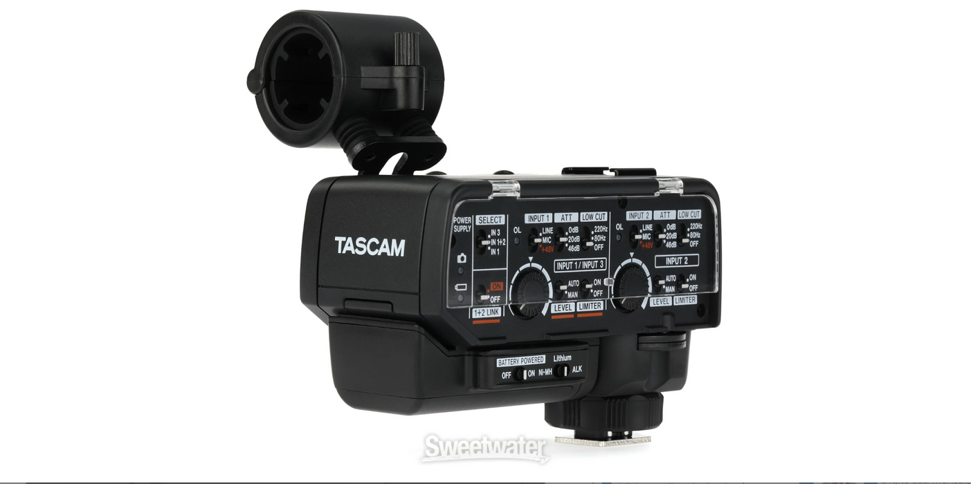 TASCAM CA-XLR2d-AN Adaptador de micrófono XLR para cámaras sin espejo