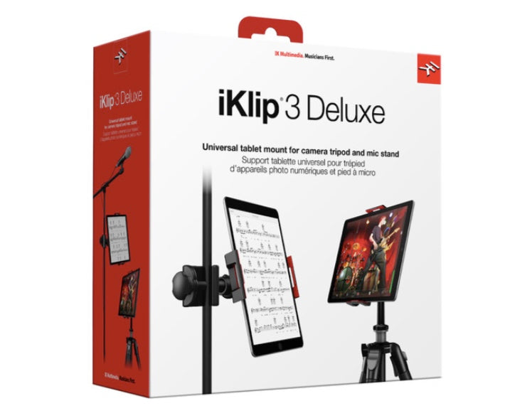 Microphone stand and adjustable tripod for IK Multimedia iKlip3 Deluxe Tablets 