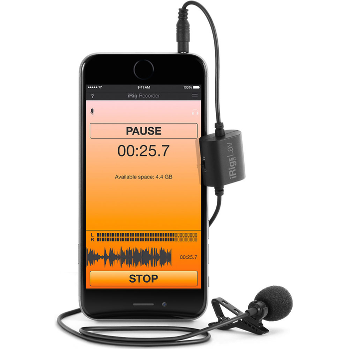 IK Multimedia iRig Mic Lav Lavalier Microphone Omnidirectional Condenser