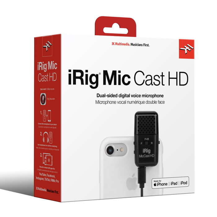 IK Multimedia Microphone iRig Mic Cast HD USB Multi-Pattern Condenser